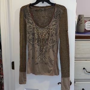 Miss Me. Size M. Long sleeve top w/ jewels.